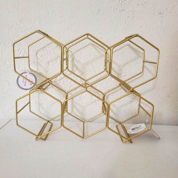 NEW ✨️ Gold Hexagonal Wine Rack - Picture 1 of 5